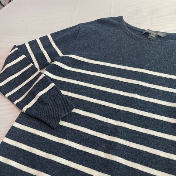 French Connection Blue White Striped Crewneck Pullover Sweater Size Small - Picture 6 of 10